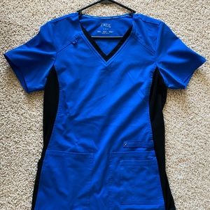 Blue iFlex Scrub top with black contour
